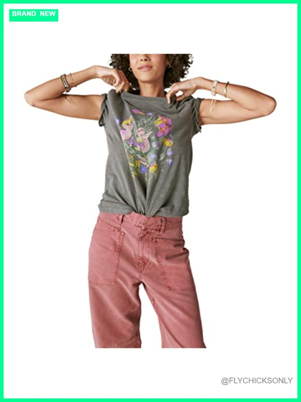 Faded Neon Floral Classic Crew T-Shirt Short Sleeve Tee